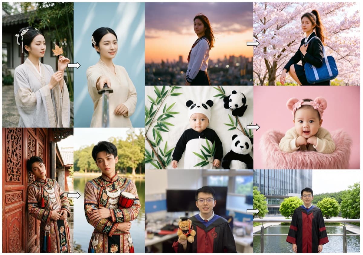 Firered Image Edit portrait editing example — identity-preserving AI photo editing